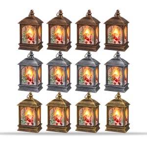 Felinar de Crăciun LED cu efect flacără, din plastic, set de 12 bucăți, 7x13 cm - Img 2
