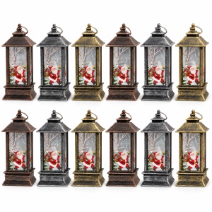 Felinar decorativ de Crăciun cu LED, buton ON/OFF, din plastic, set de 12 bucăți, 12,5x5,5cm - Img 4