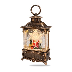 Felinar decorativ de Crăciun cu lumini LED si muzica, model cu Fulg de Nea Rotativ, 23x10 cm - Img 2