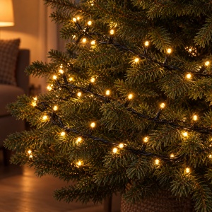 Instalație de Crăciun liniară cu 100 LED-uri alb cald, 9 m, fir negru - Img 4