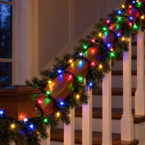Instalație de Crăciun tip rolă, 100 m, 600 LED-uri multicolore, 8 moduri, fir negru - Img 5