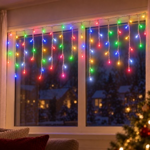 Instalatie LED tip turturi de Craciun, 12 m, 300 LED, multicolor, interconectabila - Img 4