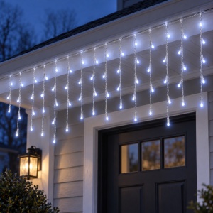 Instalație luminoasă de Crăciun tip ploaie, 240 LED, 3 m, fire 2 m, alb rece, interconectabilă - Img 3