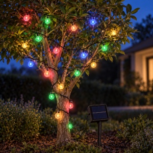 Instalație solară de Crăciun cu LED-uri multicolore tip globulet, 4m, 20LED - Img 4