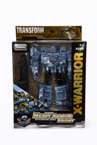Jucarie 2 in 1 tanc transformabil in robot, model albastru, 22.5 cm, cu accesorii