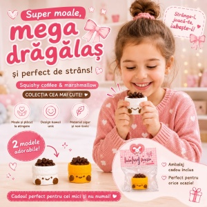Jucărie Antistres Squishy Bezea cu Boabe de Cafea, Super Moale, Model Aleatoriu