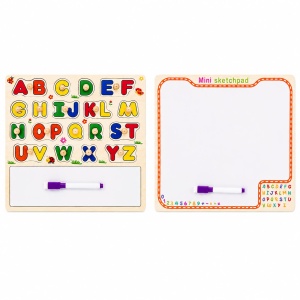 Jucărie Educativă 2 în 1 – Puzzle din Lemn și Tablă de Scris cu Marker, Model Aleatoriu - Img 2