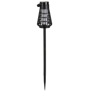 Lampă solară cu LED, lanternă decorativă cu flacără pâlpâitoare, plastic, negru, 11x11 cm