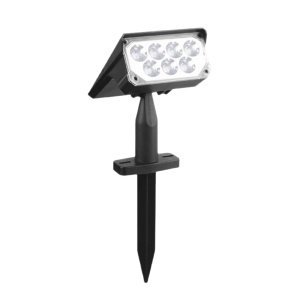 Lampă solară de sol cu două capete luminoase, plastic rezistent, culoare neagră