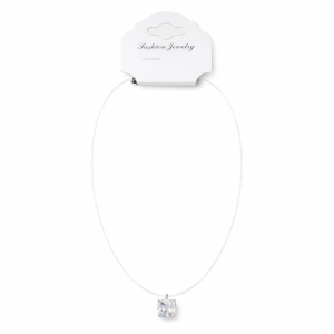 Lantisor invizibil Roxe reglabil 36cm cu pandantiv cristal patrat elegant