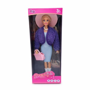 Papusa fashion cu accesorii, tinuta eleganta, palarie si geanta, 32.5 cm - Img 2