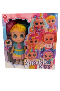 Papusa Sparkle Kids cu ochi mari SD-Eyes si functie muzicala, model colorat, 3+ ani
