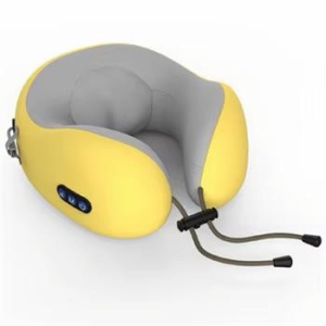 Pernă cervicală cu masaj pentru gât, spumă memory foam, alimentare USB, galben