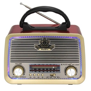 Radio portabil retro Bluetooth cu panou solar, FM/AM/SW, MP3, imitatie mahon