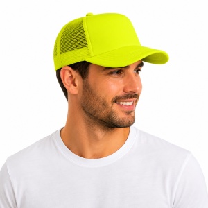 Sapca reglabila unisex cu plasa, galben neon, marime universala - Img 3