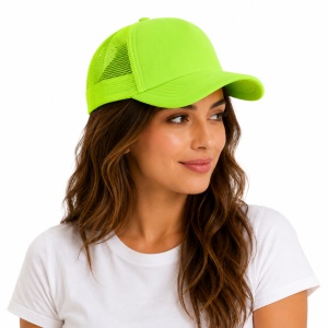 Sapca reglabila unisex cu plasa, verde neon, cozoroc curbat si inchidere ajustabila - Img 2