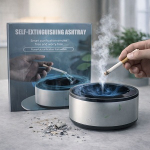Scrumiera electrica cu purificator de aer si filtru pentru fum, sistem auto stingere tigari - Img 4