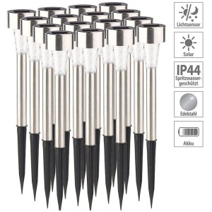 Set 10 Lămpi Solare LED pentru Grădină, Metal și Plastic, Lumină rece, Argintii - Img 5