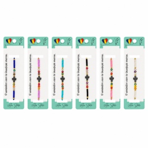 Set 12 Brățări cu Pandantiv Cruce, Reglabile, Multicolore