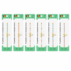 Set 12 Brățări cu Pandantiv Delfin, Reglabile, Multicolore, cu Mărgele Decorative și Detalii Aurii