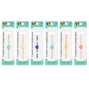Set 12 Brățări cu Pandantiv Inimă Colorată, Reglabile, Multicolore