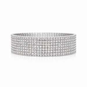 Set 12 bratari ROXE argintii elastice cu pietre albe stralucitoare elegante