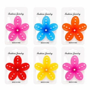 Set 12 Clești de Păr Floare cu Perle 8 cm – Clame Elegante, Diverse culori
