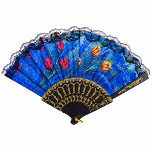Set 12 Evantaie Elegante cu Dantelă 23 cm – Modele Florale Diverse, Culori Diferite - Img 2
