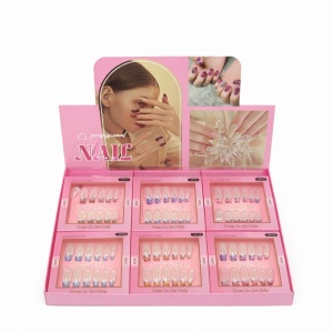 Set 12 perechi unghii false press on cu glitter, model elegant pentru manichiura