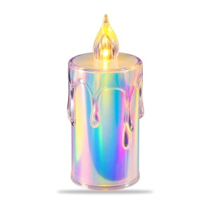 Set 24 bucăți lumânări LED decorative, efect irizant, cu baterii, 9,5 x 5,5 cm - Img 2