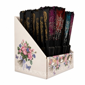 Set 24 Evantaie Decorative Pliabile cu Fluturi si Model Floral, 24 cm, Diverse Culori Elegante