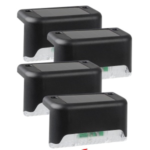 Set 4 Lămpi Solare pentru Exterior, montare trepte sau perete, LED, Negru