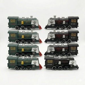 Set 8 locomotive vintage cu lumini si sunet, jucarie copii, model retro, 20 x 9 cm - Img 2