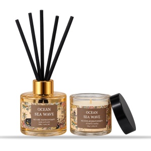 Set cadou lumânare parfumată și difuzor cu bețișoare, parfum Valurile Marii, 20 × 14 cm - Img 2
