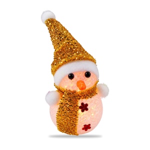 Set de 12 Decoratiuni Oameni de zăpadă cu LED multicolor, auriu și roșu, plastic/PVC, 13,5 x 7 cm - Img 2