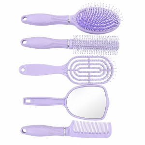 Set de 4 Perii de Păr și Oglindă cu Suport, Mov – Kit Complet pentru Coafare și Îngrijire - Img 2