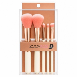 Set de 5 Pensule Machiaj Roz – Pensule Profesionale pentru Față, Ochi și Contur