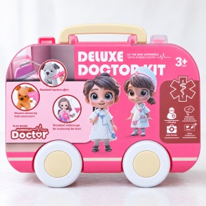Set doctor de jucarie pentru copii, valiza tip ambulanta cu roti, plastic, 3 ani+ - Img 5