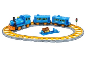 Set tren electric albastru cu șine din plastic, pentru copii 3+ ani - Img 2