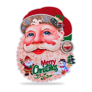 Sticker decorativ Craciun, model Mos Craciun cu sclipici, pentru geam si perete, 45x30cm