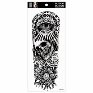 Tatuaj Temporar Semipermanent Craniu cu Ochiul Atotvăzător și Mandala – 45 cm