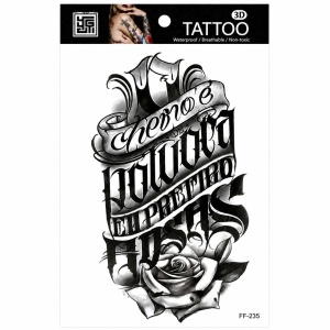 Tatuaj Temporar Semipermanent cu Trandafir și Lettering Artistic – 18 cm, Rezistent la Apă