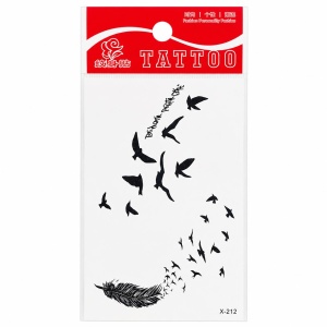 Tatuaj Temporar Semipermanent Pană și Stol de Păsări – 10 cm