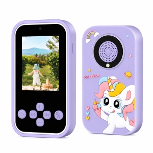 Telefon copii model unicorn mov cu camera jocuri muzica si ecran color