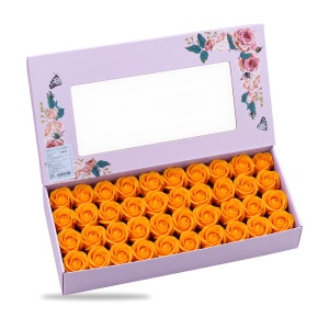 Trandafiri de săpun decorativi, portocaliu, set 50 de bucăți, 5 cm - Img 2