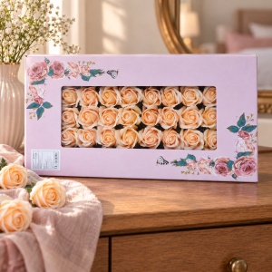 Trandafiri de săpun decorativi, set 50 de bucati, culoare piersică, 5cm - Img 2