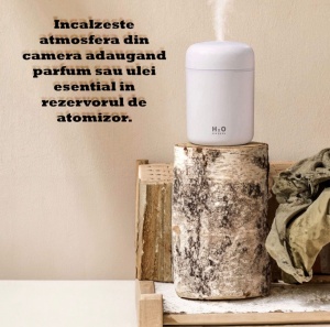 Umidificator Aer si Difuzor Aromaterapie 300ml, LED RGB, 2 Moduri Pulverizare, USB, Alb - Img 6