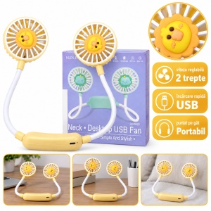 Ventilator de gât portabil, 2 trepte de viteză, încărcare USB, model DD 5583