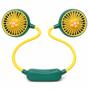 Ventilator de gât portabil cu 2 trepte de viteză, alimentare USB, galben-verde - Img 10