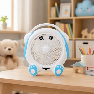 Ventilator Portabil 30 cm Alb cu Albastru – Design Drăguț, Silențios, 25W - Img 2
